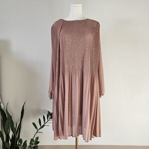 En/Kay M Elegant Mauve Pleated Dress midi